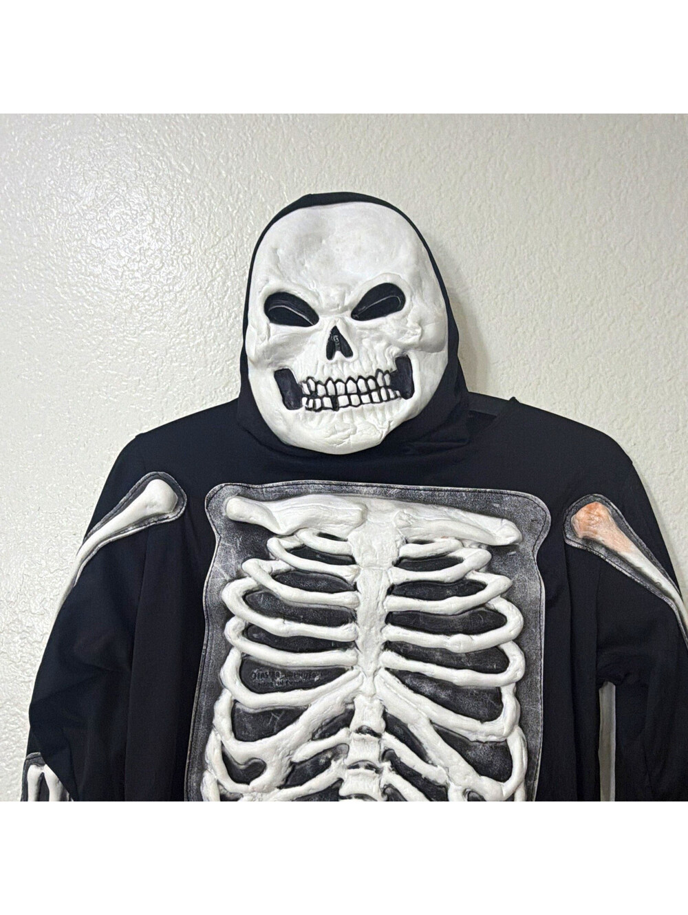 Spirit Skeleton Complete Outfit Costume Black/White Jumpsuit w/ Skull Mask, L